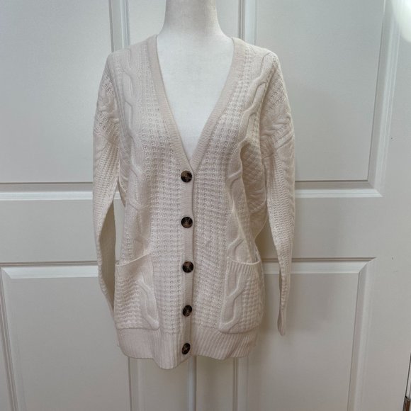 Cashmere Cable Boyfriend Cardigan M MAGASCHONI - Picture 1 of 6